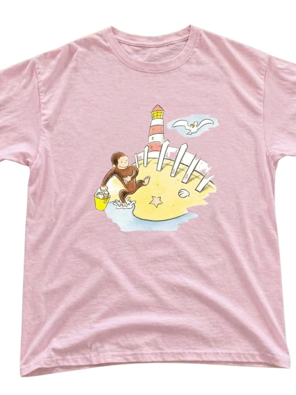 Gildan Curious George Beach Graphic Tee